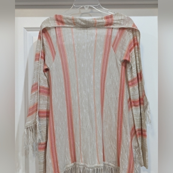 Sweet and sinful boho open fringe sweater small stripes, sz small - Picture 5 of 6